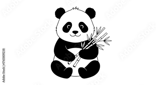 panda bear with a bamboo