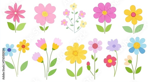 Colorful Cartoon Flowers Illustration