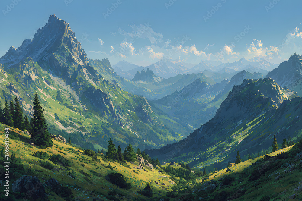 Fototapeta premium Mountain illustration isolated nature.