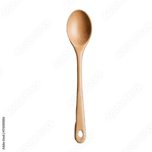 Light-colored wooden spoon made of beech wood, without background. PNG