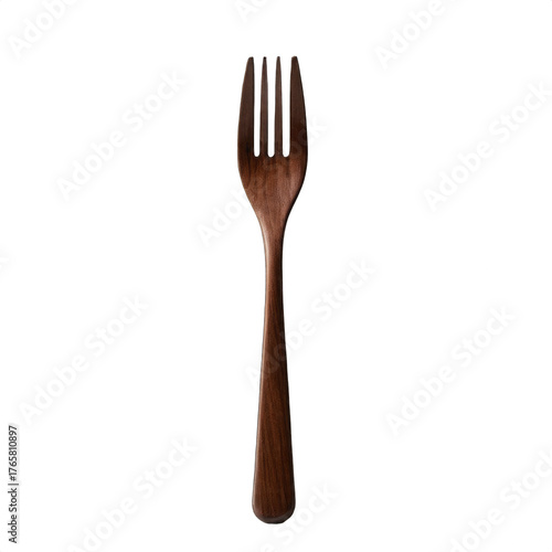 Dark wooden walnut fork, no background. PNG