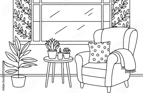 Wallpaper Mural Cozy Chair Coloring Page Torontodigital.ca