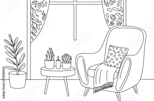 Wallpaper Mural Cozy Chair Coloring Page Torontodigital.ca