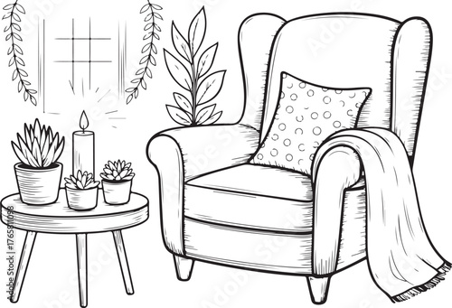 Wallpaper Mural Cozy Chair Coloring Page Torontodigital.ca