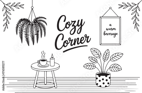Wallpaper Mural Cozy Corner Line Art Page Torontodigital.ca