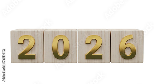 2026 New Year Goals & Success Concept with Wooden Blocks