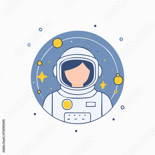 Astronaut in Space with Stars and Planets.