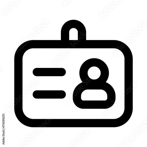 Identity Card flat minimal outline icon representing personal ID, verification, and modern security design