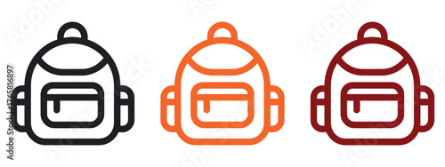 Minimalist Simple Backpack Icon Vector Illustration. Ideal for Website UI/UX, Travel App, School, Camping, and Luggage Design.