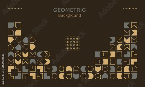 Luxury Golden Dark Modern Geometric Boho Banner Decorative Pattern Landscape Background