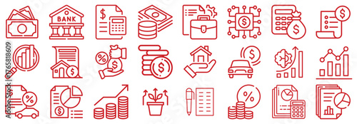 Financial Icons Money, Banking, Investment, and Growth Concepts