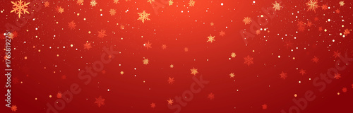 Red Christmas glittering star background. Festive glowing blurred dreamy texture.	