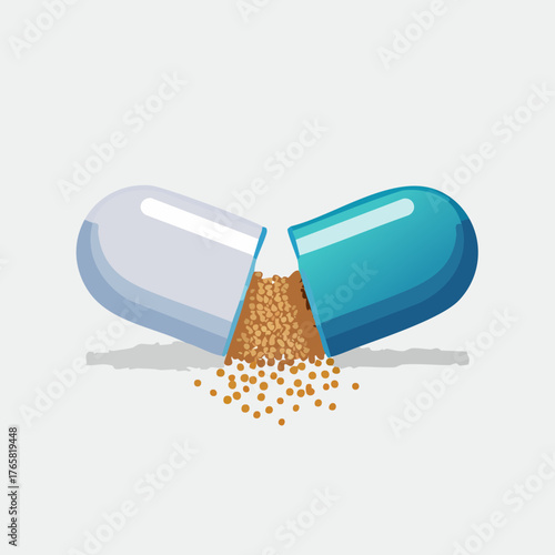 Capsule Medicine Illustration - Detailed View of Medication.