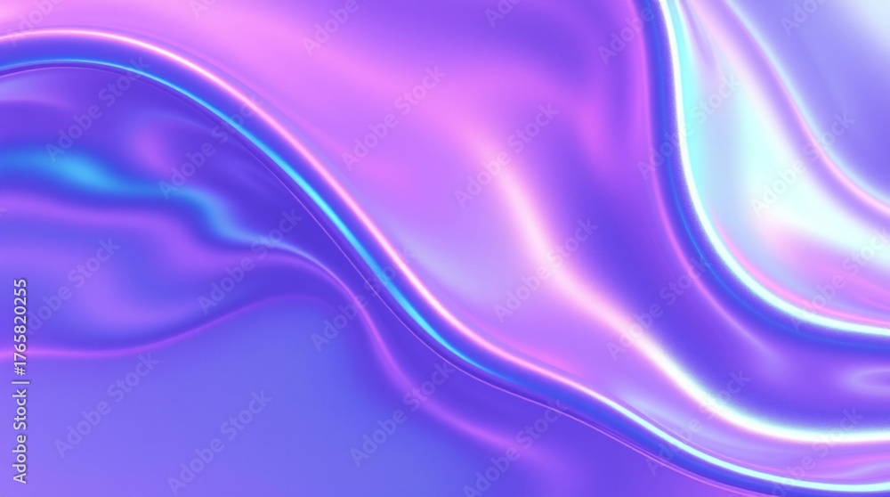 Fototapeta premium Abstract flowing iridescent purple and pink liquid waves with a metallic sheen and subtle holographic effects