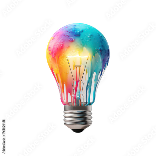 A light bulb with paint dripping from it