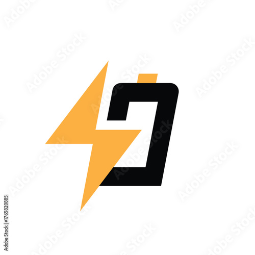 combination of battery and electricity symbol logo vector