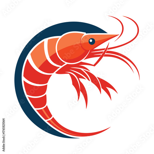 Caridean Shrimp Logo Vector on White Background