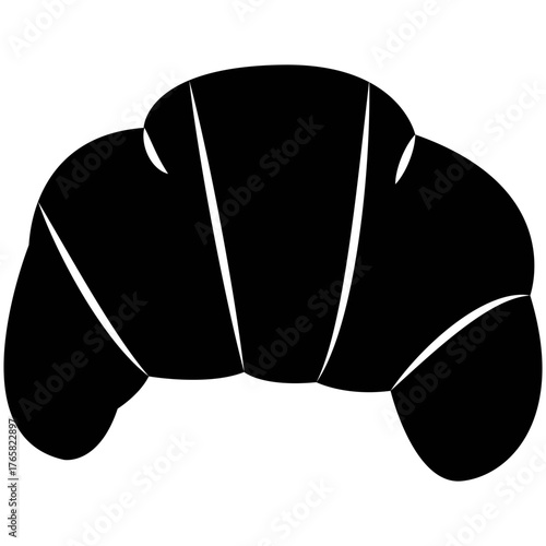 French Croissant Silhouette Vector Icon Bakery Pastry Illustration for Breakfast Menu Design