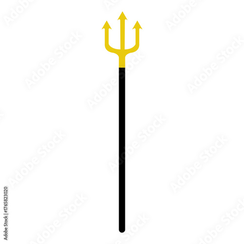Trident staff spear weapon silhouette icon for mythology and fantasy design concepts isolated on white background for graphic projects branding and mythological warrior themes