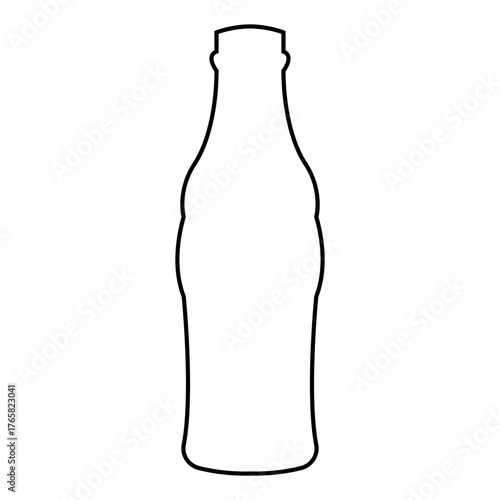 Glass Soda Bottle Outline Icon for Beverage Refreshment Soft Drink Packaging and Liquid Container Graphic Design Concepts Isolated on White Background