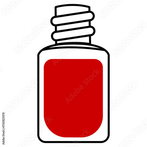 Red Nail Polish Bottle Icon for Manicure Beauty Salon Cosmetics and Fashion Grooming Design Concepts Isolated on White Background
