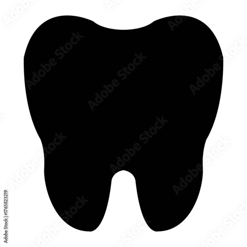 Black Silhouette Tooth or Molar Icon, Simple Dental Care and Dentistry Symbol Vector