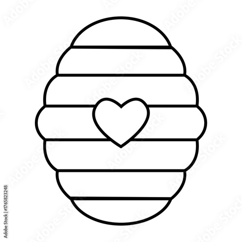 Simple Beehive Outline Icon with Heart Shape, Honeycomb and Love for Nature Vector Graphic