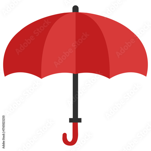 Classic Red Umbrella Icon, Flat Design Rain Protection and Insurance Symbol Vector