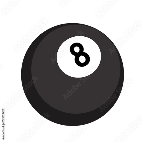 Classic Black 8 Ball Billiards Icon Vector Illustration for Pool Game and Fortune Telling