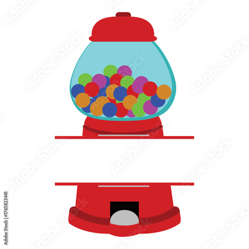 Classic Red Gumball Machine Split Monogram Vector Template for Custom Text and Candy Shop Design