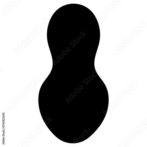 Minimal Black Silhouette Icon of a Peanut Shape
