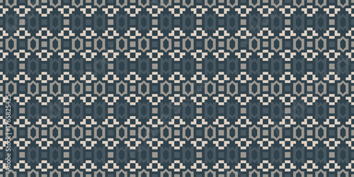Geometric Pixelated Ethnic Fabric Ornament Seamless Repetitive Pattern Design