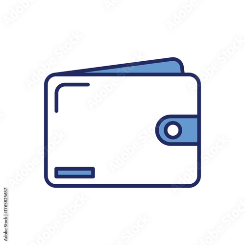 Blue Line Wallet Illustration Icon Vector for Finance and Digital Payment Design