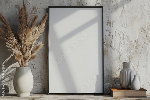 Fototapeta Naklejka Na Ścianę i Meble -  Mockup poster frame close up, 3d render