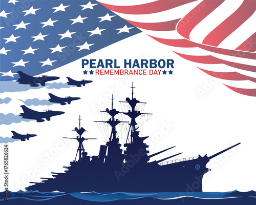 Pearl Harbor Remembrance Day Background. Vector Illustration.