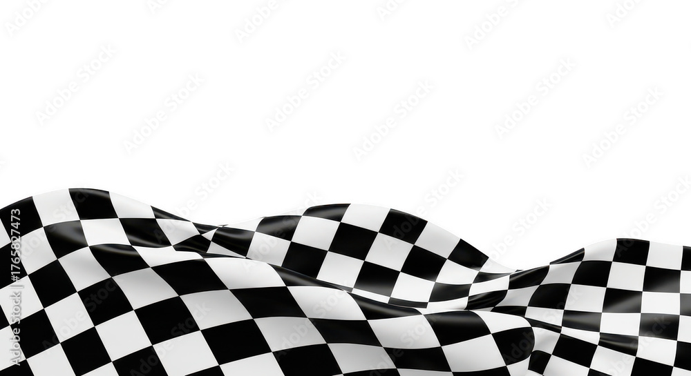 Fototapeta premium Waving checkered flag on black top on transparent background