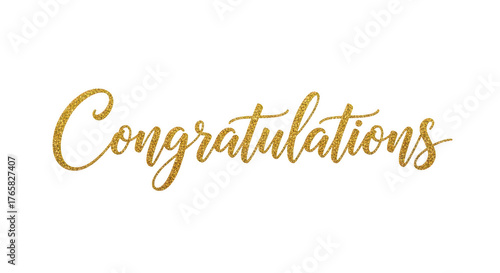 Golden congratulations text design on transparent background