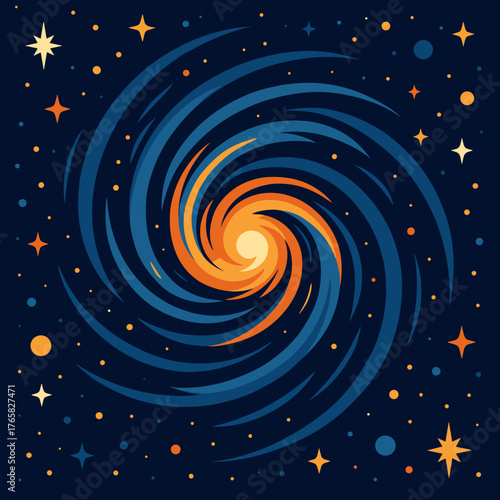Colorful swirling galaxy with stars in a cosmic backdrop