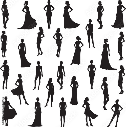 Black Female Silhouettes Fashion Poses woman