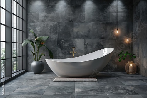 Modern grey bathroom interior