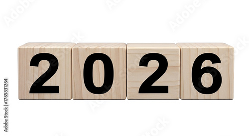  New Year 2026 Future Year Wooden Blocks Countdown Concept