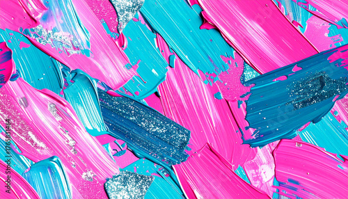 ピンクと青のキラキラしたペイントテクスチャー背景