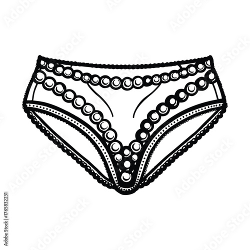 Shiny satin pearl embellished panty