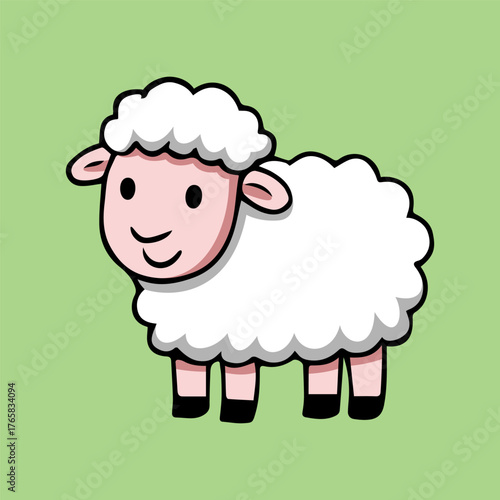 fun happy sheep colored cartoon character isolated drawing line style sketch classic vintage design illustration
