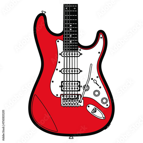Red Electric Guitar Illustration for Music, Design, and Branding
