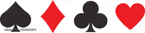Playing Card Suits Vector Icon Set