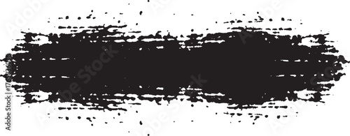 Black paint brush stroke on transparent background for design element usage