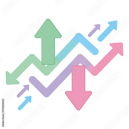 Colorful Arrows Showing Trends, Growth, and Decline