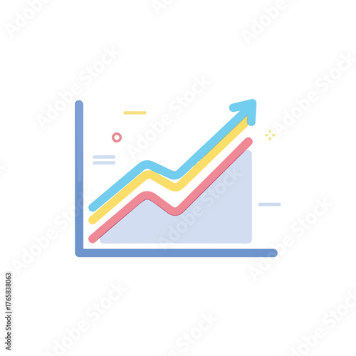 Financial Growth Chart with Arrow, Lines, and Data Graphics