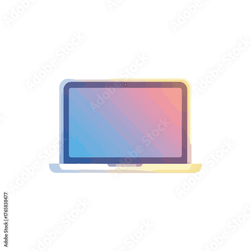Gradient Laptop Illustration on White Background, Modern Design